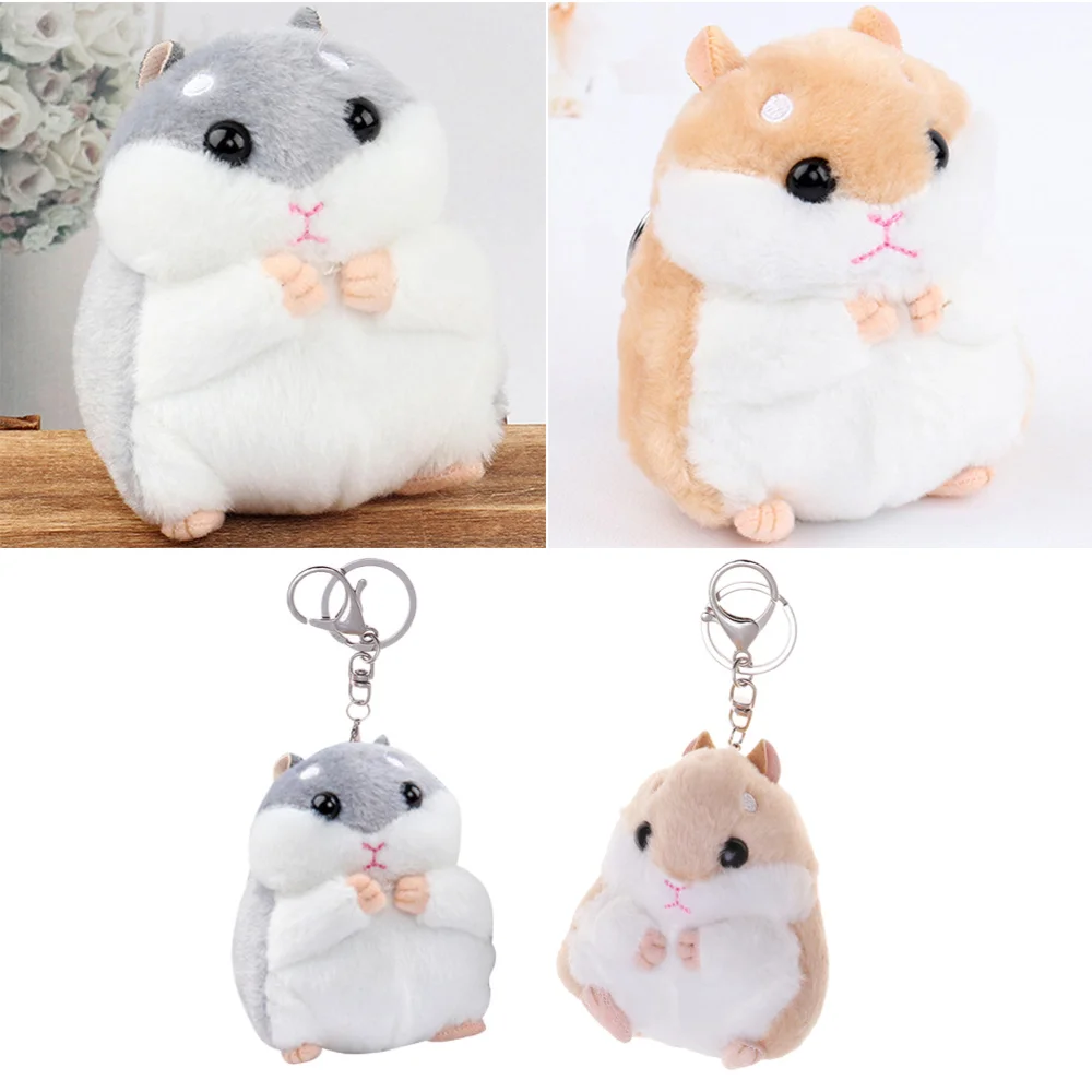 

2pcs Short Plush Keychain Creative Small Hamster Shaped Keyring Fashionable Gift Hanging Ornament for Girls and (Light Bro