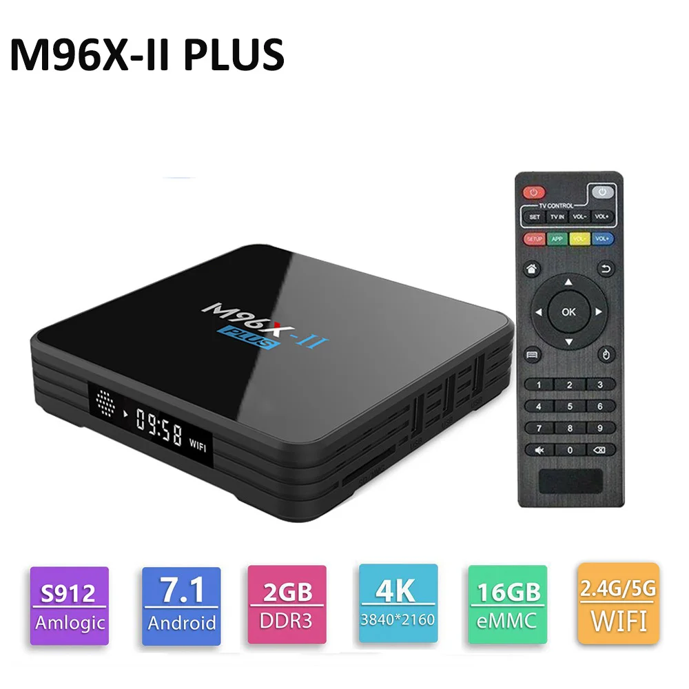 M96X II PLUS светодиодный Amlogic S912 Восьмиядерный Смарт Android 7 1 tv Box 2GB 16GB 2 4G/5 GHz wifi Bluetooth 1000M