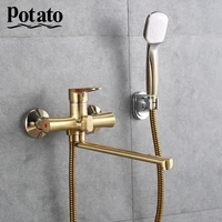 Potato Bathroom Faucets Set Wall Mounted Outlet Pipe Waterfall Shower Faucet with Shower Head p22270-2