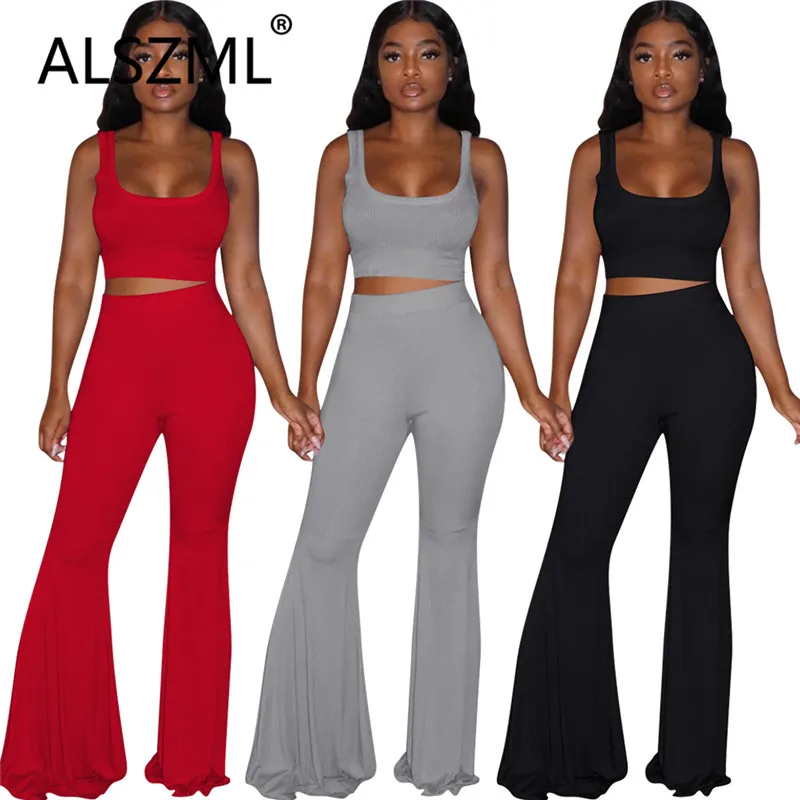 Модная летняя рекомендуем u образным вырезом укороченный топ и штаны комплект из