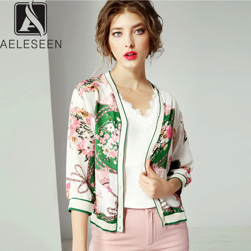 AELESEEN винтажная подиумная Цветочная блузка женская 2019 Осенняя новая модный
