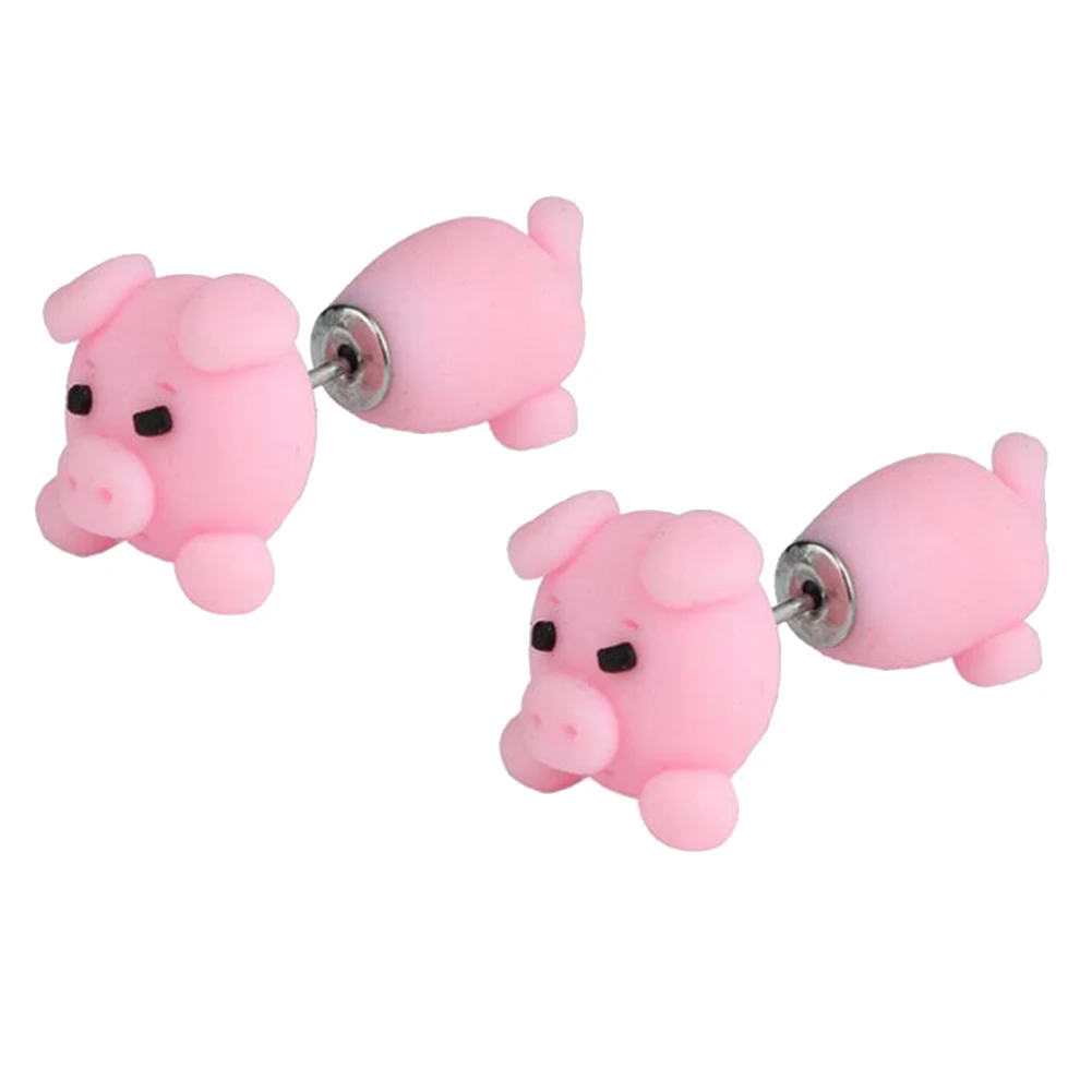Симпатичные женские 3D серьги-гвоздики из полимерной глины мультяшная свинка
