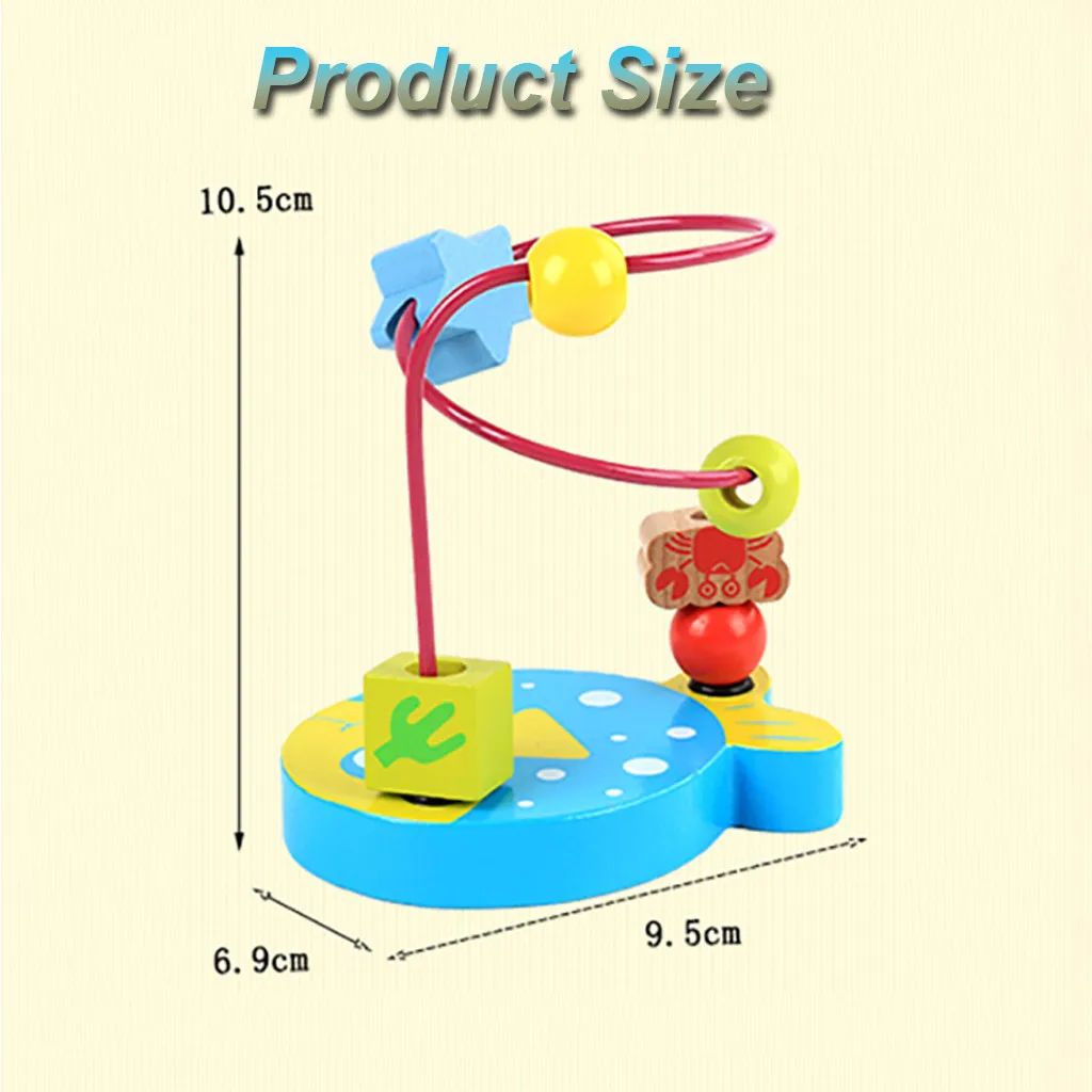 Boys Girls Educational Baby Kids Wooden Circles Around Beads Wire Maze Roller Coaster Toy Toddler Infant Intelligence Toys#g4 | Игрушки и