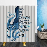 black white octopus shower curtain ocean animal tentacle bathroom waterproof wall hanging curtains accessories screen home decor