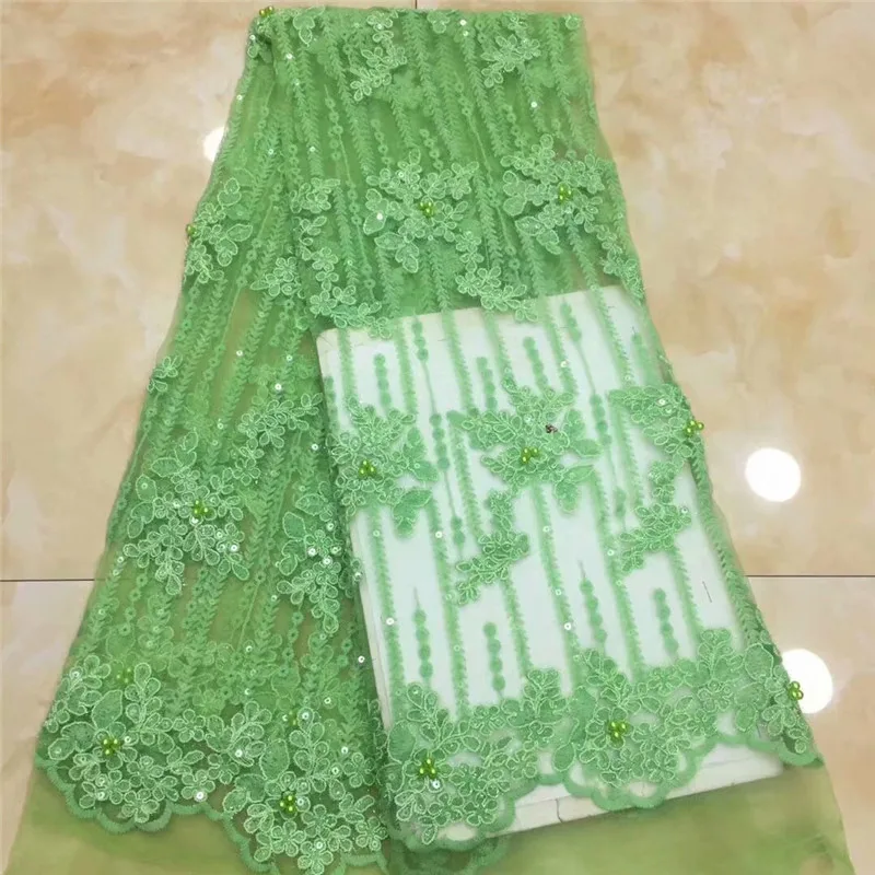 2019 Высококачественная африканская кружевная ткань утка зеленая французская