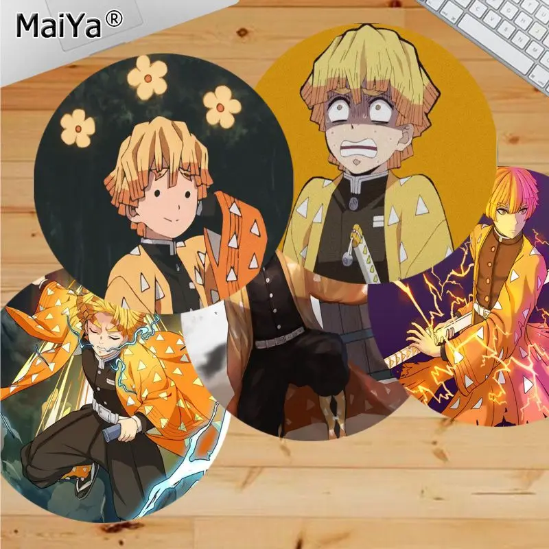 

Нескользящий игровой коврик MaiYa для ПК, рассекающий демонов, игровые коврики Agatsuma Zenitsu, Круглый игровой коврик для мыши, игровой коврик для м...