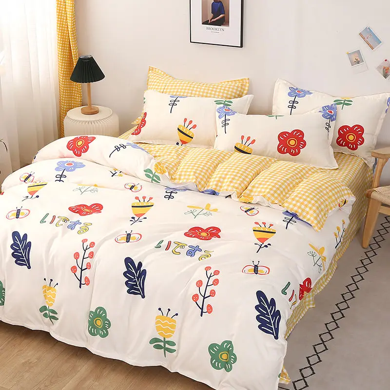 

Bed linen, pillowcase, quilt cover 4-piece set, bedding quilt cover, 3-piece single and double bed sheet