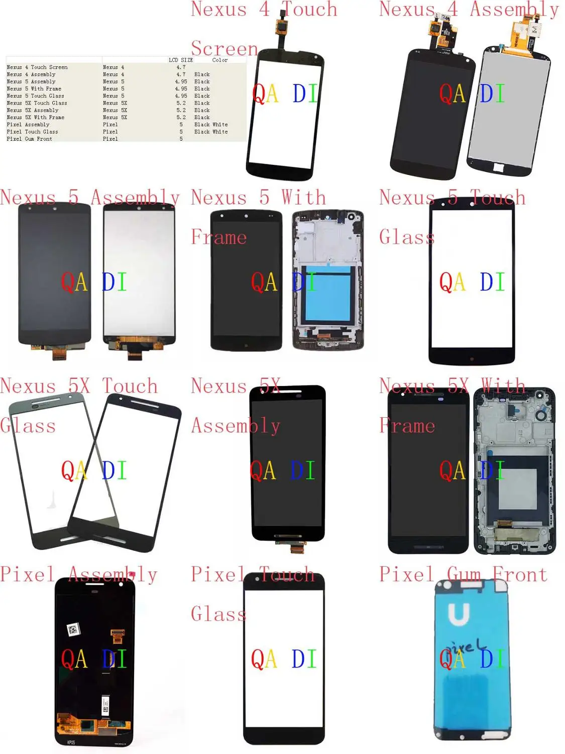 Сенсорный экран ЖК дисплей в сборе для Google Nexus 4 5 стекло 5X Pixel Gum Front|Сенсорные