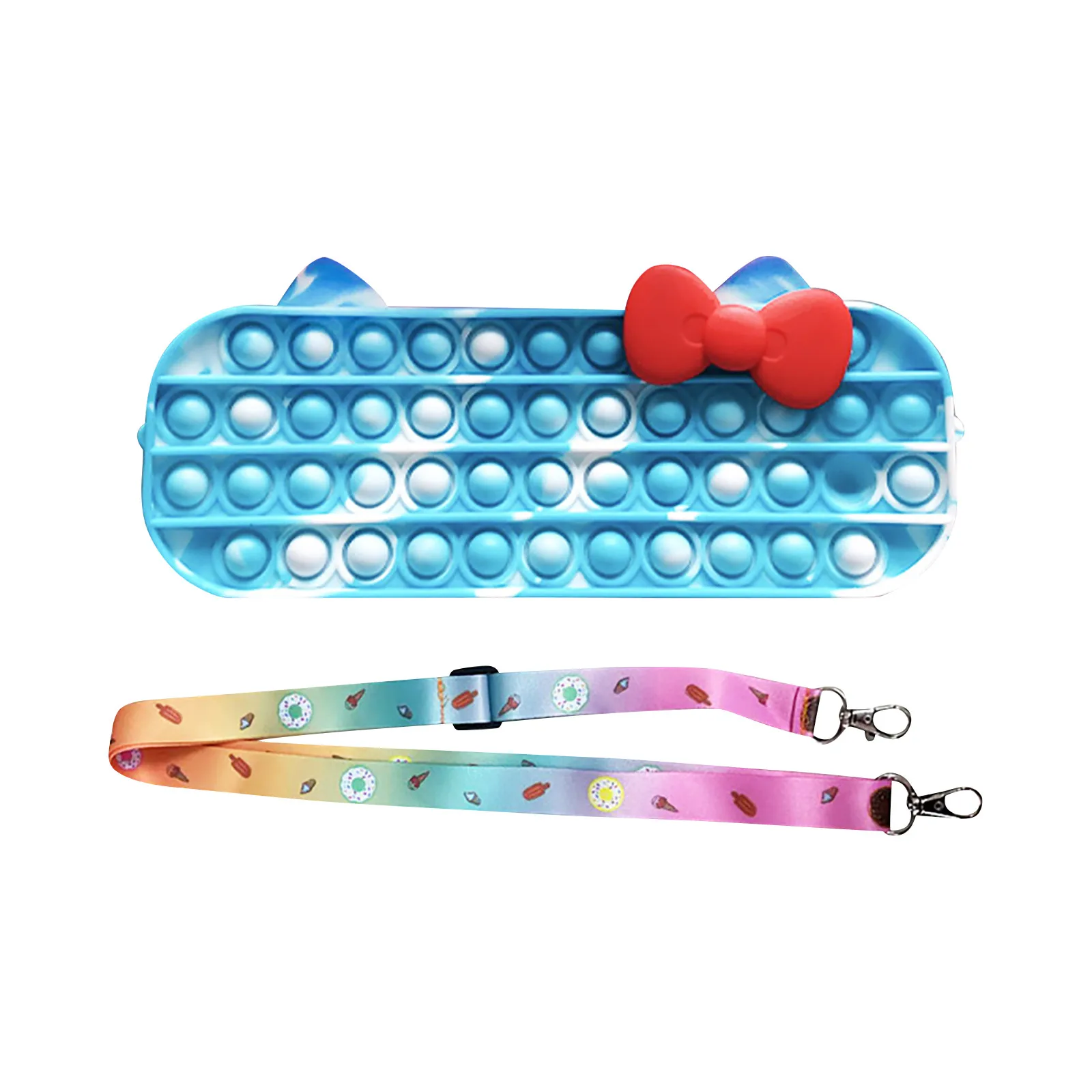 

New Silicone Push Bubble Stationery Storage Bags Sensory Decompression Kawaii Pendant Coin Purse Keychain Fidget Toys