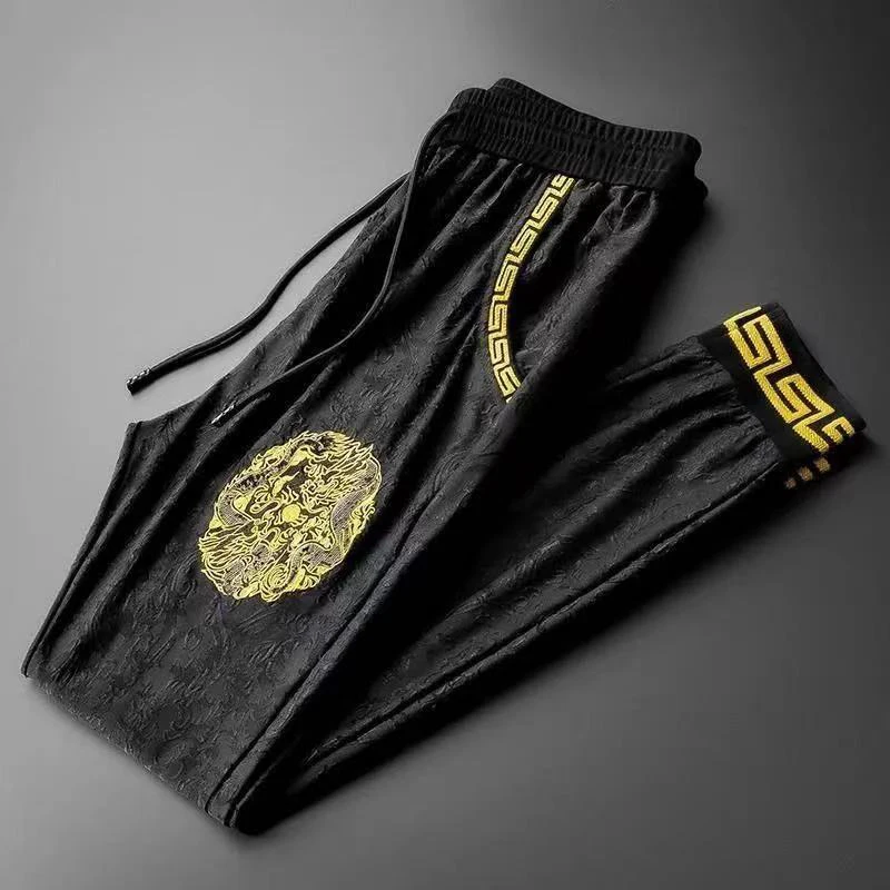 

2021 summer new dragon embroidery short-sleeved casual sports suit men's fashion collocation two-piece trend