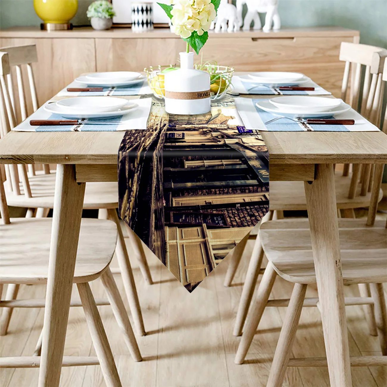 Длинные настольные часы в стиле ретро уличное полотно мешковина скатерти для