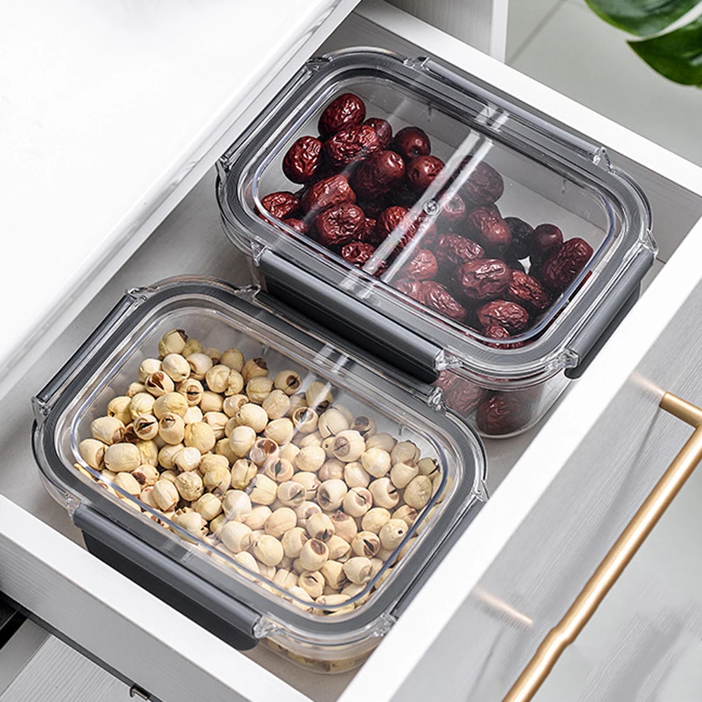 Еда контейнер для хранения Кухня органайзер кладовки замок герметичной крышкой