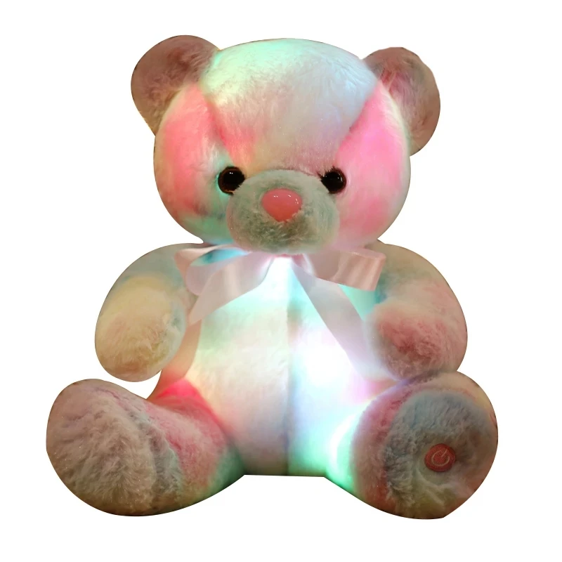 

Плюшевый мишка, светящийся, 28 см, разноцветные плюшевые игрушки, мягкая кукла с светильник кой, рождественский подарок для детей