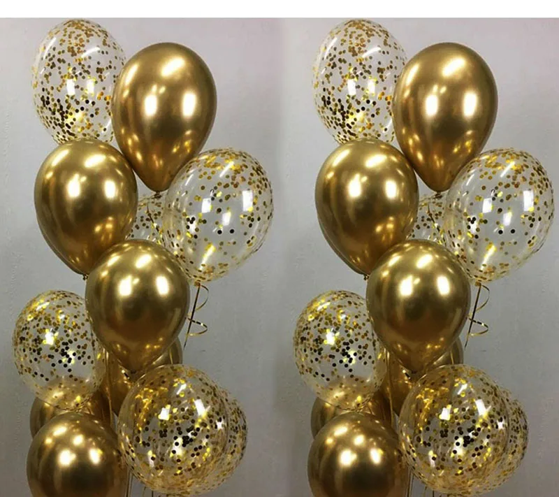 

15pcs Metal Chrome Gold Silver Balloons Confetti Set Rose Gold Party Birthday Wedding Decorations New Year Decor Helium Globos