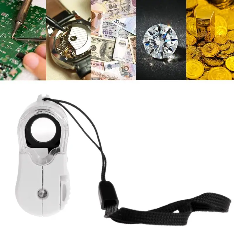 

60X Светодиодный УФ Microsope антикварных ювелирных изделий деньги детектор-увеличитель с УФ-светодиодный светильник