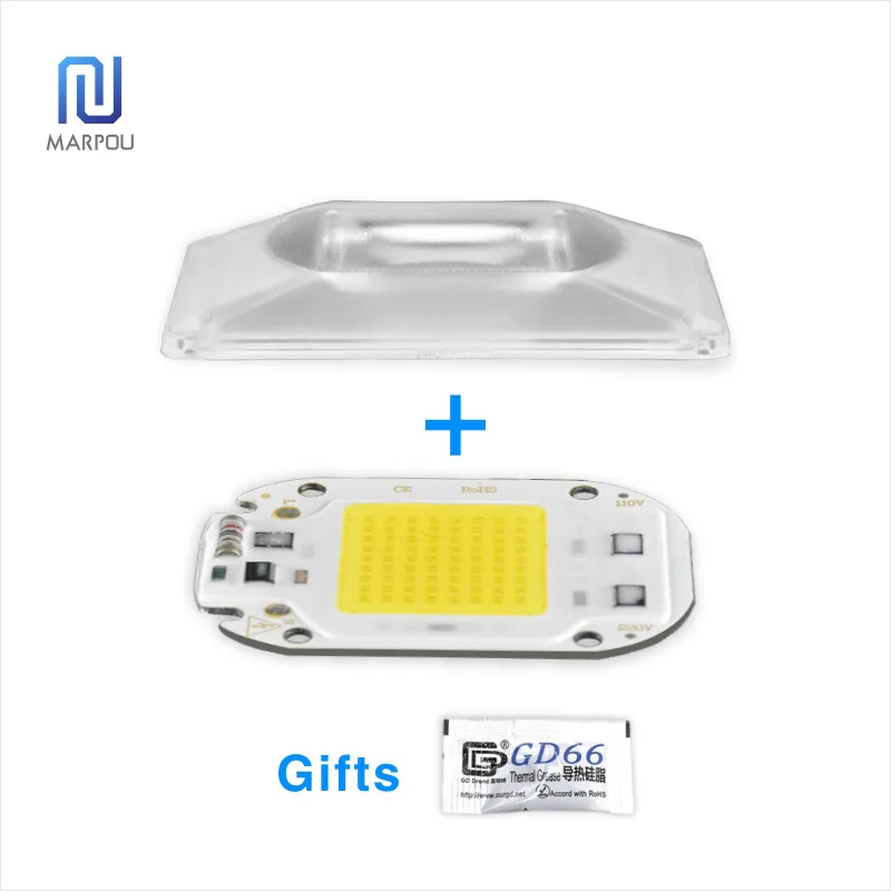 Светодиодный отражатель объектива COB 50 Вт 220 В умный IC DIY фиксированный кронштейн