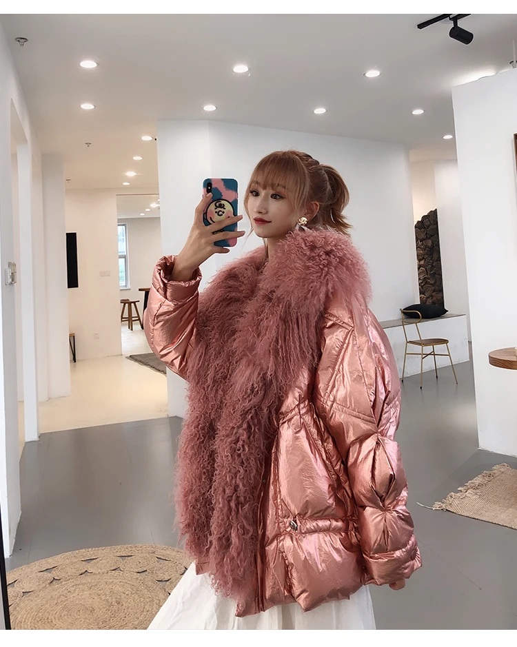 Европейский женский зимний пуховик с хлопковой подкладкой, свободные женские куртки, верхняя одежда с натуральным меховым воротником, парки, повседневная одежда, большие размеры