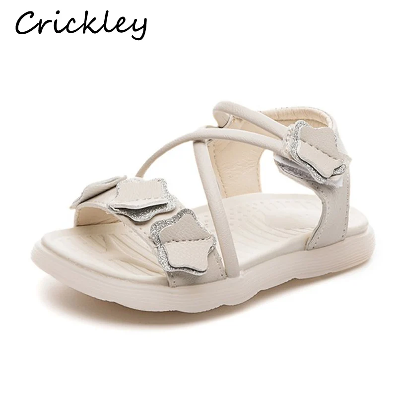 

Summer Girl Sandal Pu Leather Sequins Flower Beach Shoe For Toddler Children Girls High Quality Soft Sole Barefoot Kids Sandals