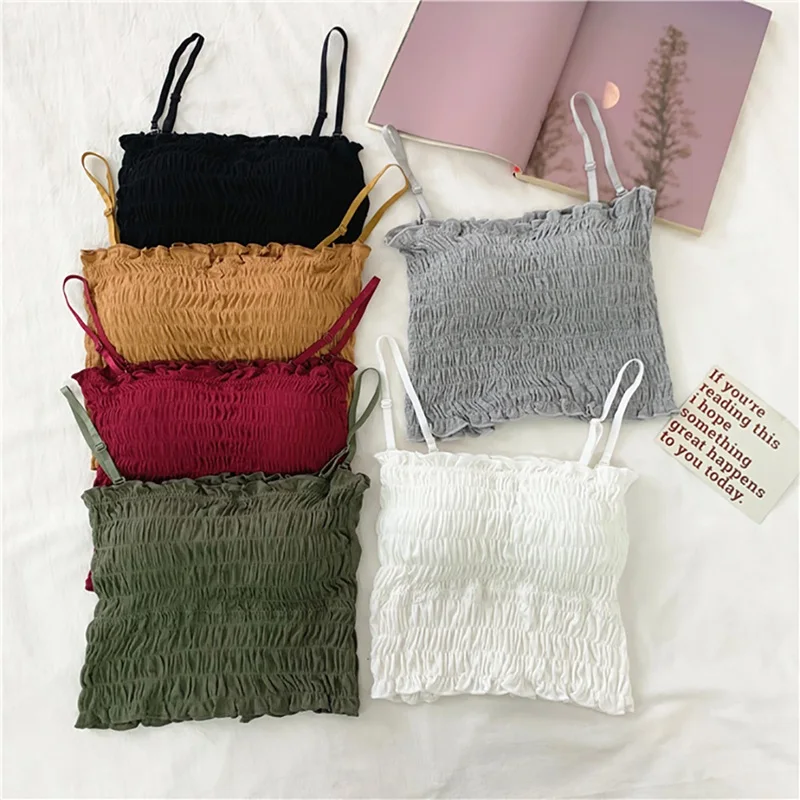 

Летний Топ без бретелек, со складками, Женский хлопковый топ, обтянутый грудью, со складками внутри, для женщин