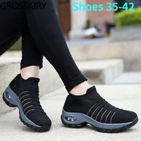 large size air cushion womens shoes 42 knitting sneakers over foot shoes fashion casual shoes socks shoes women