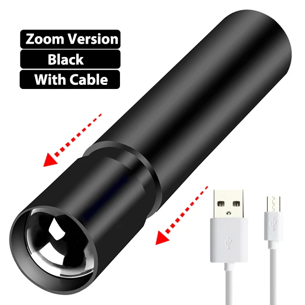 Zoom Torch 600 мАч Мини светодиодный фонарик с USB перезаряжаемым зумом водонепроницаемый фонарик 3 режима портативный фонарь стильный костюм для ночного освещения - Испускаемый цвет: Zoom Torch