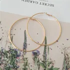 Простые базовые Позолоченные текстурированные серьги-кольца диаметром 85 мм для женщин и девушек, элегантные великолепные повседневные ювелирные аксессуары