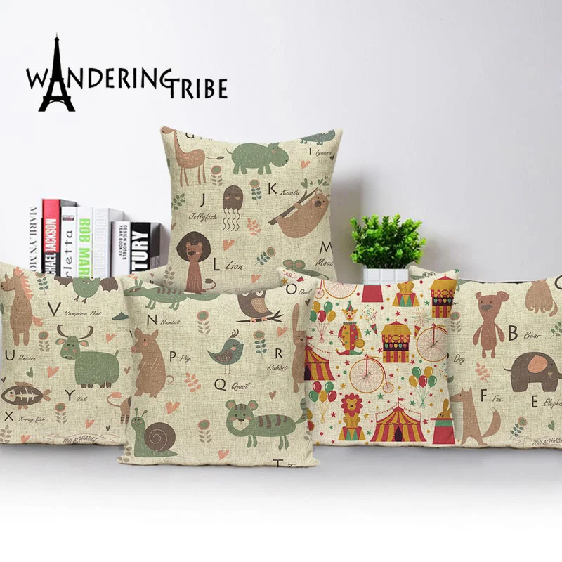Мультяшная детская наволочка для детской площадки милые животные медведь тигр