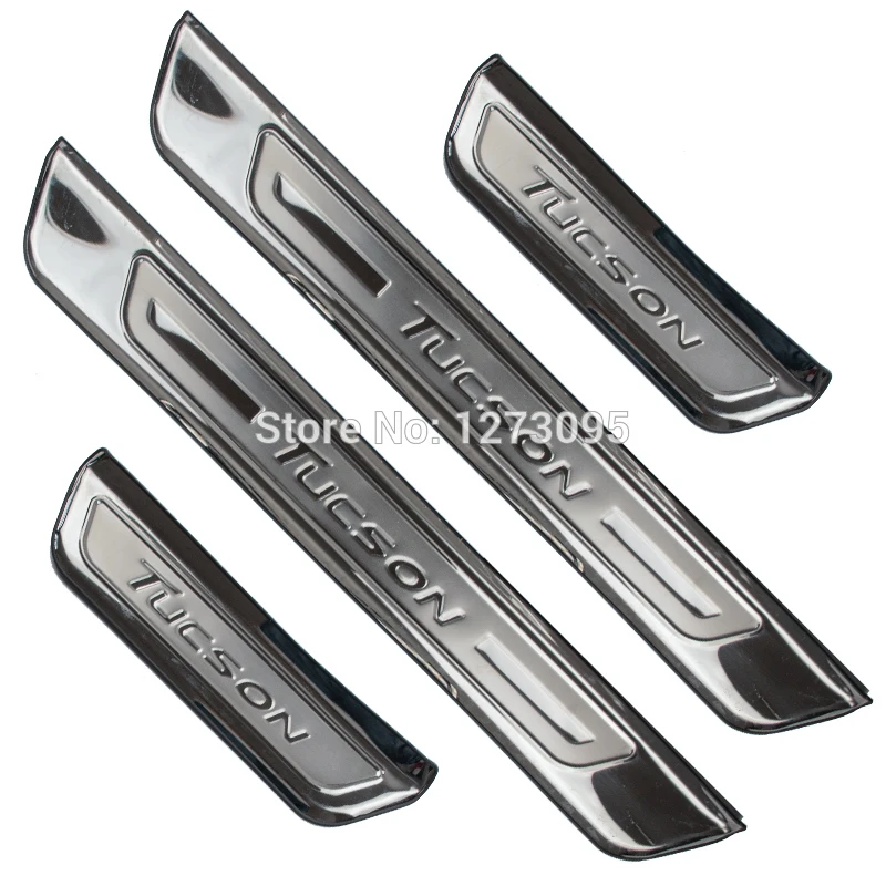 Silver Tucson Letter Для hyundai Tucson- Нержавеющая Накладка на порог автомобиля защитная накладка на педаль наклейка Аксессуары для стайлинга автомобилей - Цвет: Silver Tucson Letter