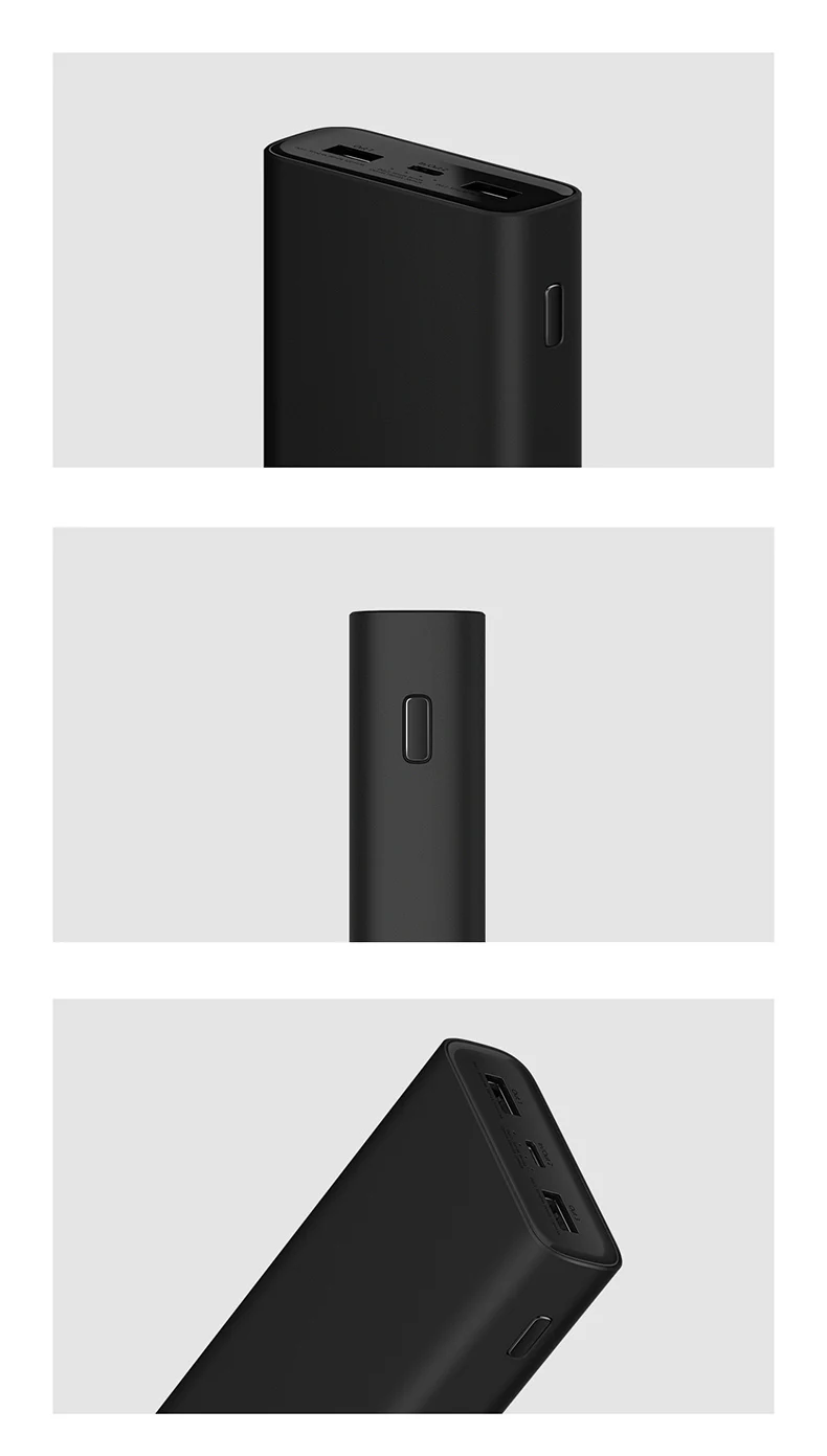 xiaomi mobile power 3 высокая версия 20000mAh power bank QC3.0 портативное зарядное устройство 2 батарея для usb-порта внешний mi power Bank