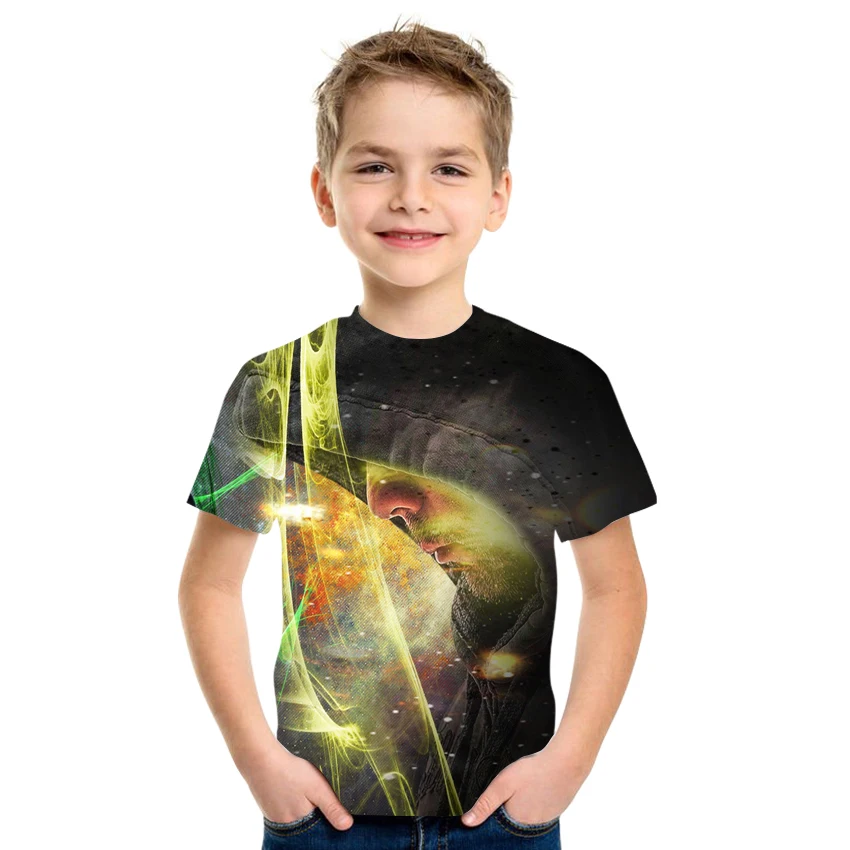 

2021 new summer 3D children's clothing short-sleeved printing boy's T-shirt hip-hop cool pattern casual loose clothing 4T-16T.