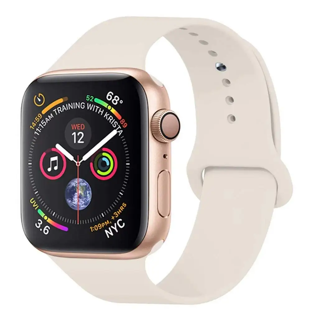 Antique white 32 Цвета мягкого силикона замена спортивный ремешок для Apple Watch группа 44 мм 40 мм Series4/3/2 /42 мм 1 38 мм наручные браслет ремень - Цвет ремешка: Antique white