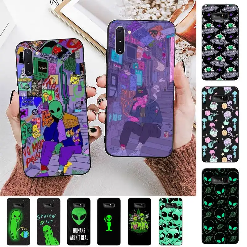 

TOPLBPCS Aesthetics Cartoon alien space Phone Case for Samsung Note 5 7 8 9 10 20 pro plus lite ultra A21 12 72