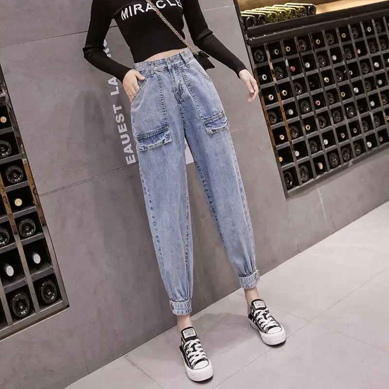 

Jeans Women Denim High Waist Pocket Loose Cargo Trousers Stylish Ulzzang BF Fashion New Arrival Summer Female Vintage Casual Ins
