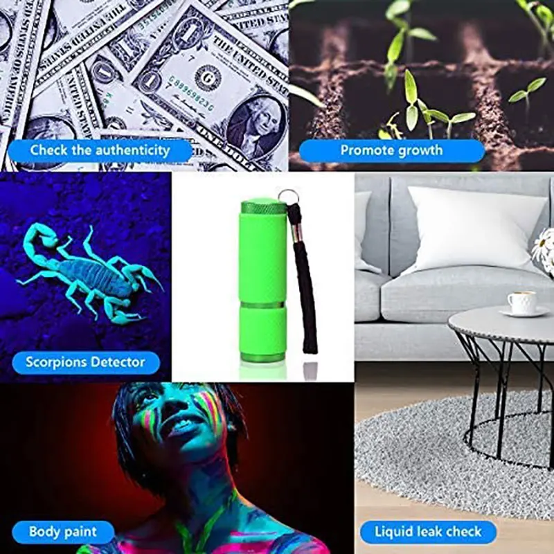 

9 Led UV Flashlight Portable Ultra Violet Light Pet Urine Stains Detector Scorpion Lights Uv Resin Cure Adhesive Nail Glue