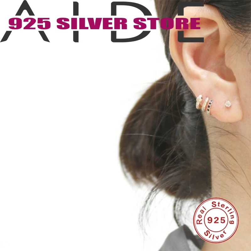 Aide властная пирсинг в виде змеи-Форма серьги со шпилькой для Для женщин 925 пробы