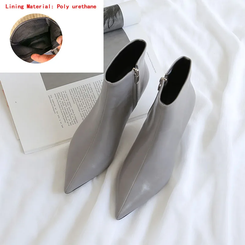 Gray(heels 8cm) Новые Стильные Ботинки martin с острым носком на высоком каблуке; сезон осень-зима белые ботинки кожаные ботинки женские ботинки весенняя обувь на танкетке - Цвет: Gray(heels 8cm)