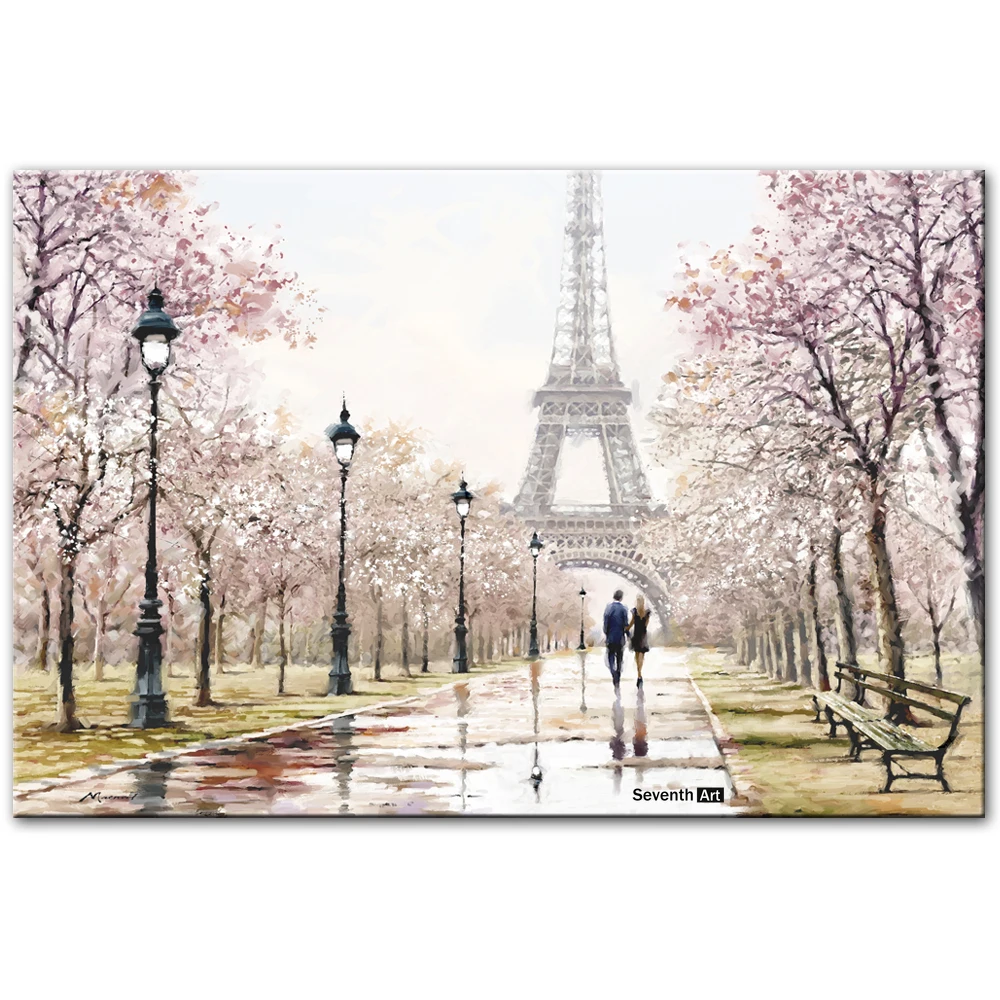 

Влюбленный в Париже уличный пейзаж Искусство романтическая Парижская башня настенное искусство на холсте фотопечать для гостиной