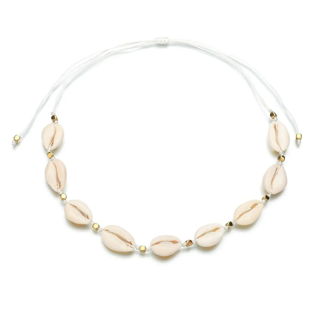 Shell Choker Necklace Women Vintage Mini Beaded Adjustable Weaving Rope Chain Natural Handmade Jewelry | Украшения и аксессуары