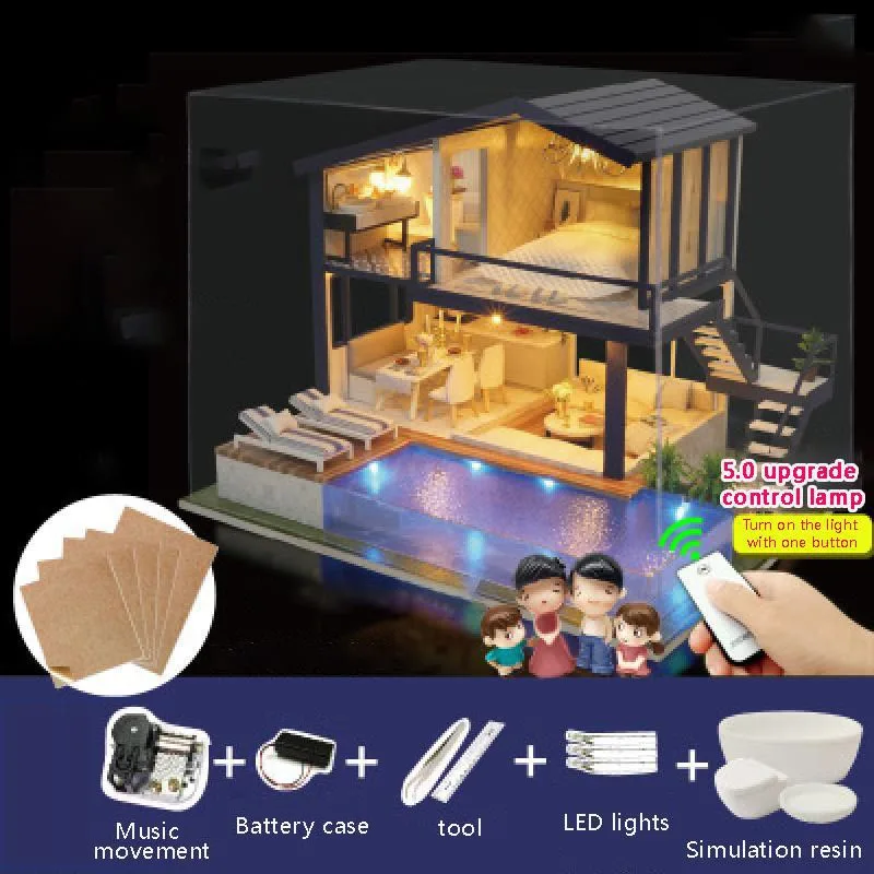 

Diy House Miniature Box Puzzle Assemble 3D Miniaturas Dollhouse Kits Toys For Children Birthday Gift Doll House Wooden Furniture
