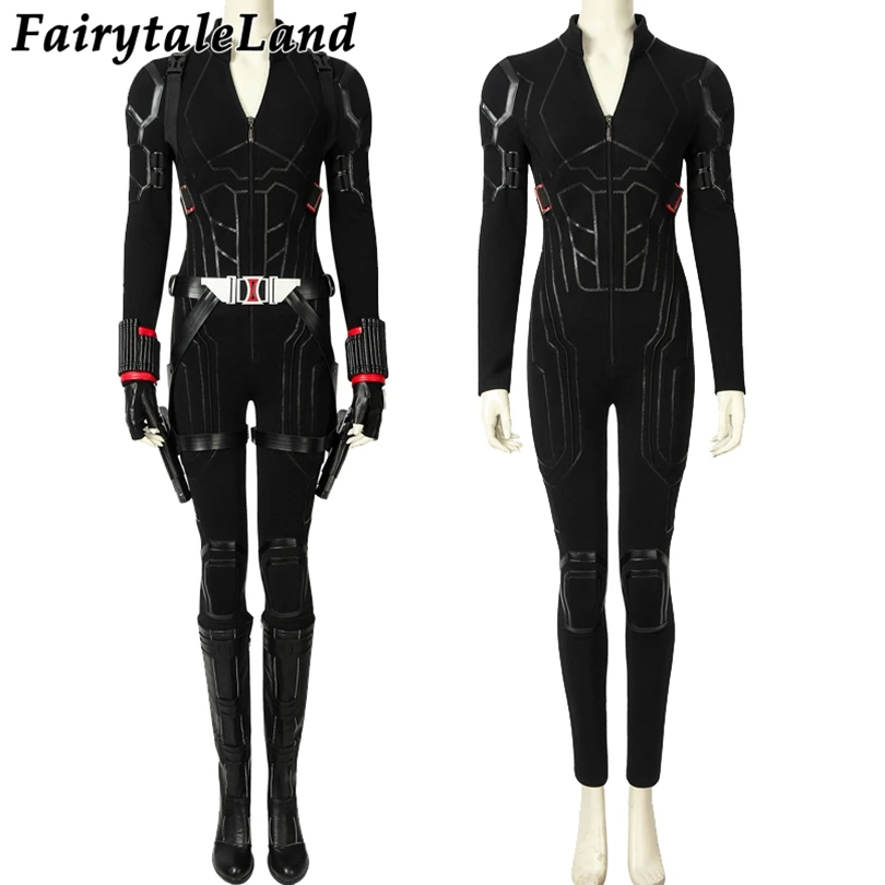 

Movie End Game Cosplay Widow Costume Natasha Romanoff Black Bodysuit Halloween Party Clothing Full Props With Boots