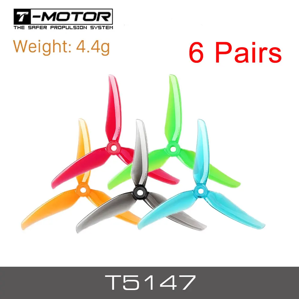 6 пар T-MOTOR T5147 5147 FPV Propeller 3 Blade CW CCW POPO system match F40 F60 III Freestyle Racing Frame | Игрушки и хобби