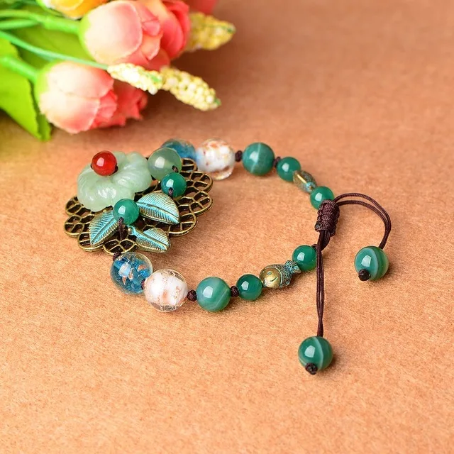 Изумрудный Цветочный браслет камень зеленый нефрит Jadeite очаровательные