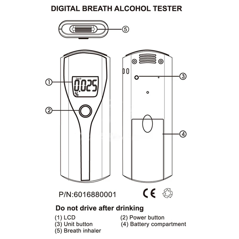 

Promotion !! Professional Digital Breath Alcohol Tester Easy Use Breathalyzer Alcohol Meter Analyzer Detector with LCD Display