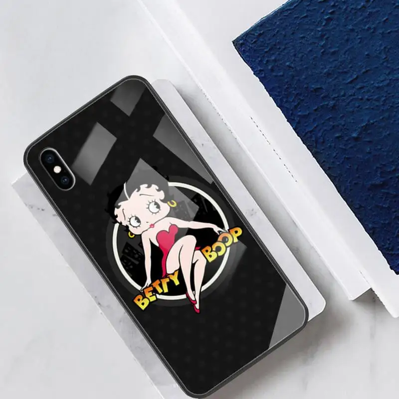 

Pretty Sexy Betty Boop Glass Phone Case Fundas Coque For IPhone 12 11 Pro Max Cases XR XS 7 8 Plus Cover Accessories Carcasa