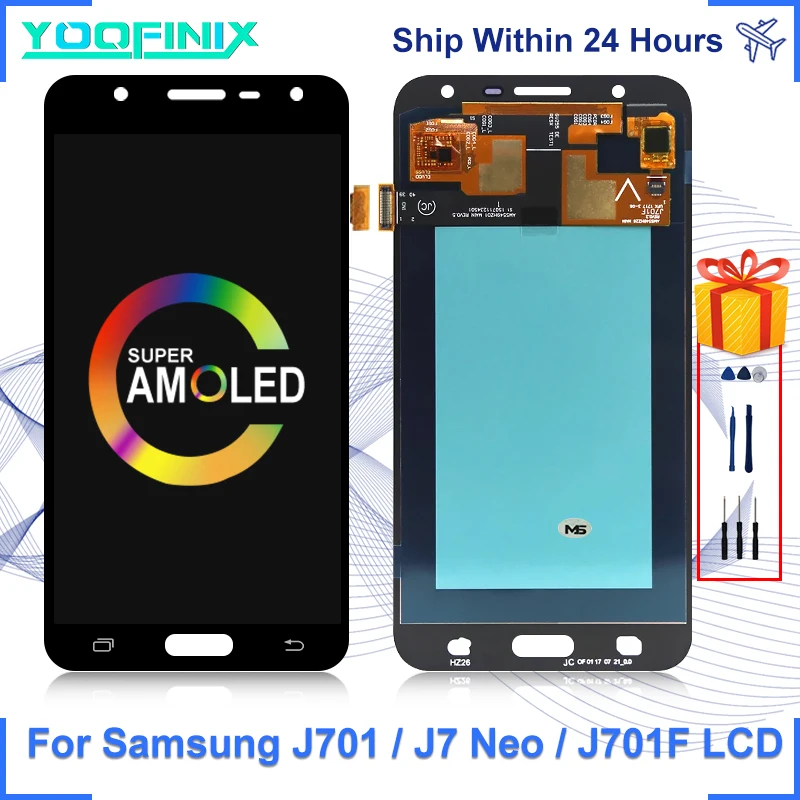 

ЖК-дисплей Super AMOLED для Samsung Galaxy J7 Nxt, сенсорный экран с дигитайзером, запасные части для J701M, J7 Neo, J7 Core, J701, J701F
