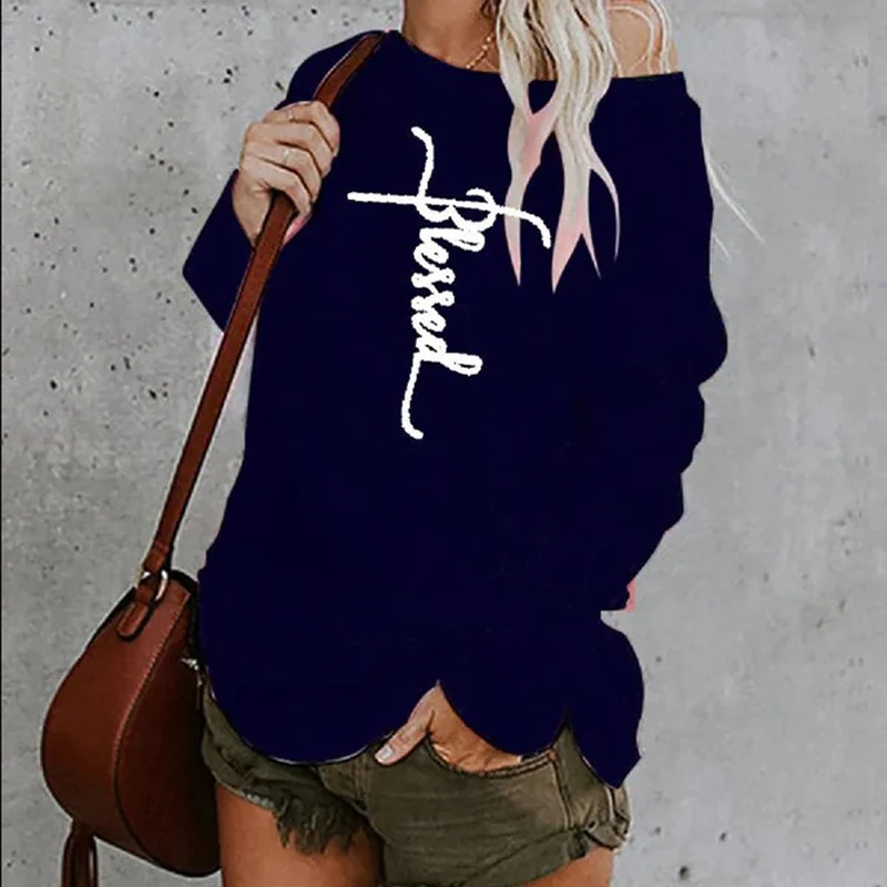 

New Women White T-shirt Casual Long Sleeve Letter Printed Aesthetic Plus-size Tops Ladies Harajuku Cotton Pullover Tees 0versize