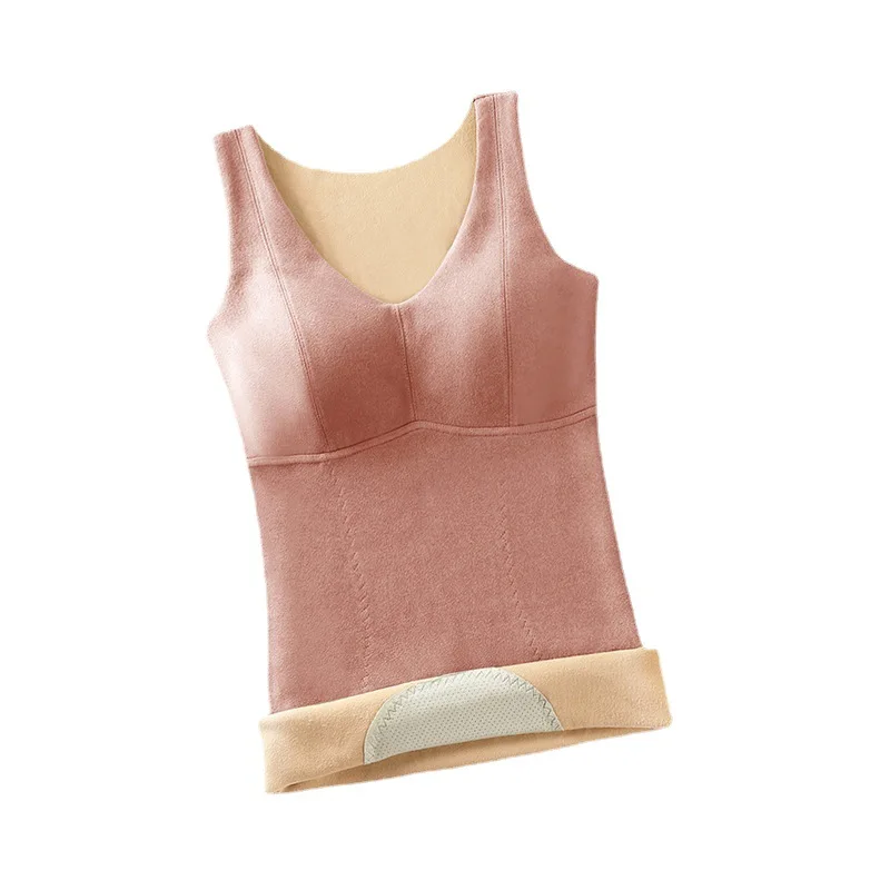Thermal Underwear Plus Size Vest Thermo Lingerie Woman Winter Clothing Warm Top Push Up Seamless V-neck Solid Color Warm Vest