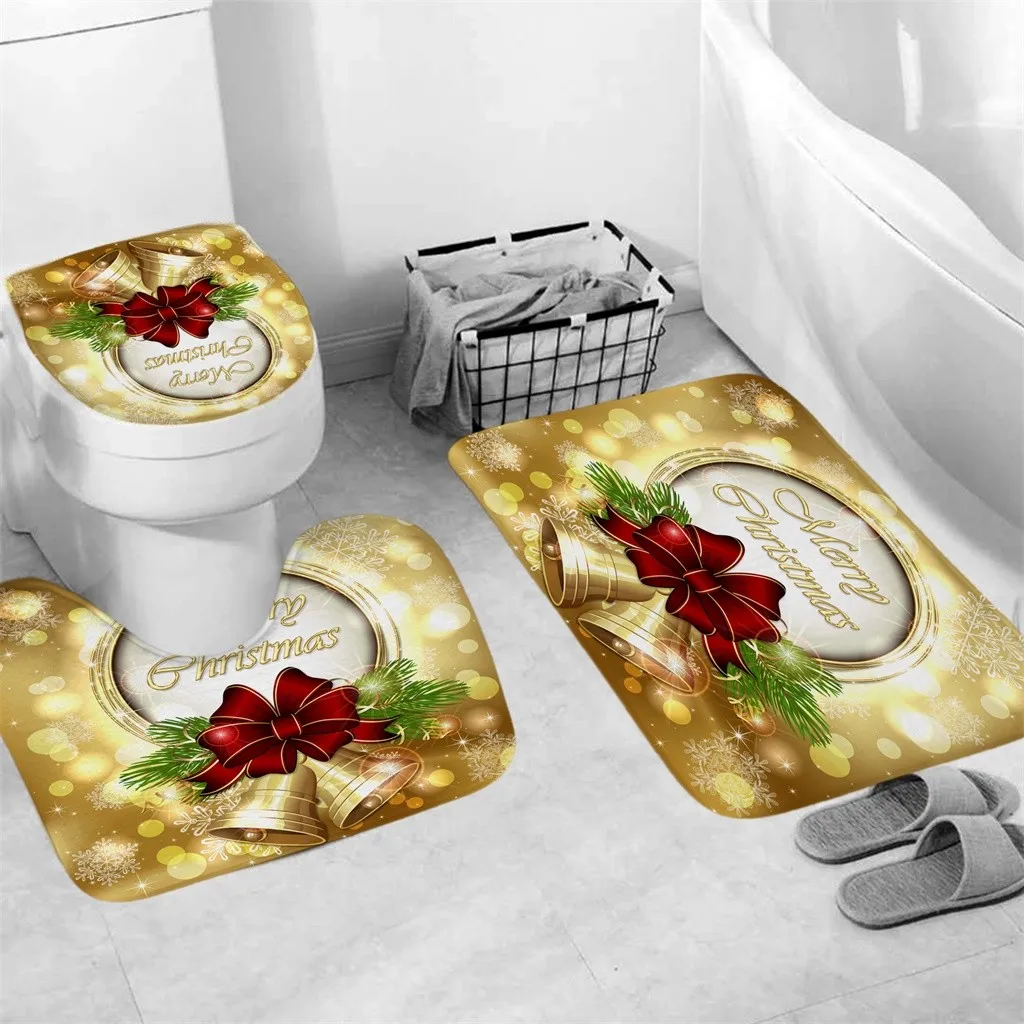 3 шт. нескользящий коврик для ванной комнаты с Рождеством Водонепроницаемый