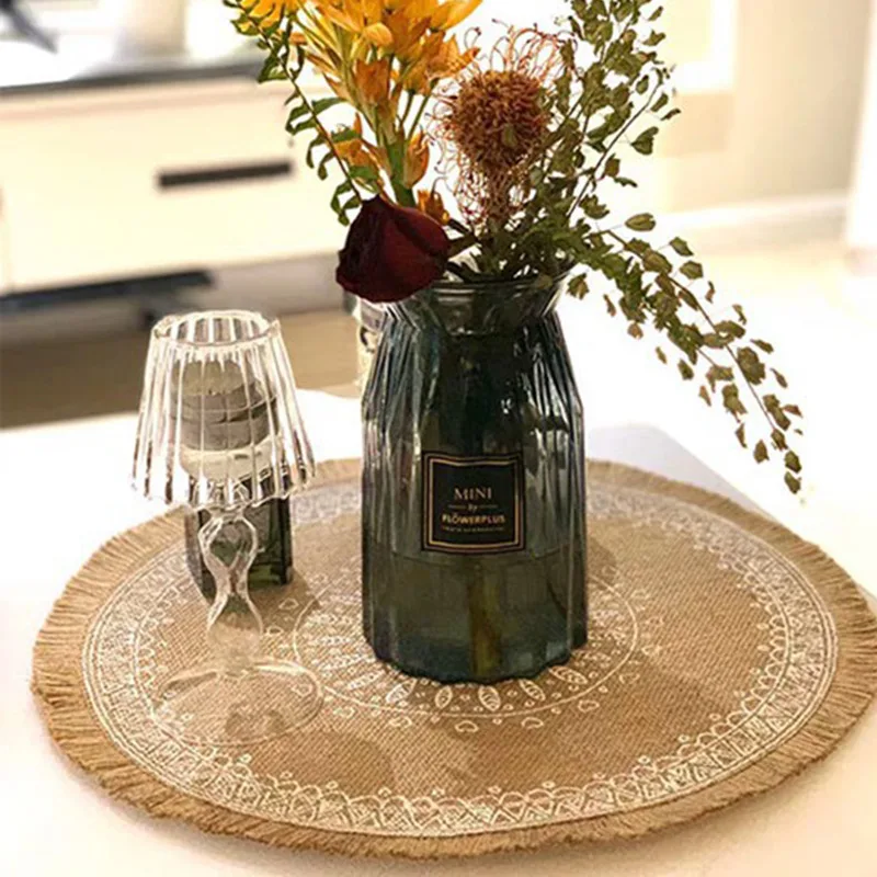 40 см богемный цветочный Настольный коврик из хлопчатобумажной ткани | Дом и сад