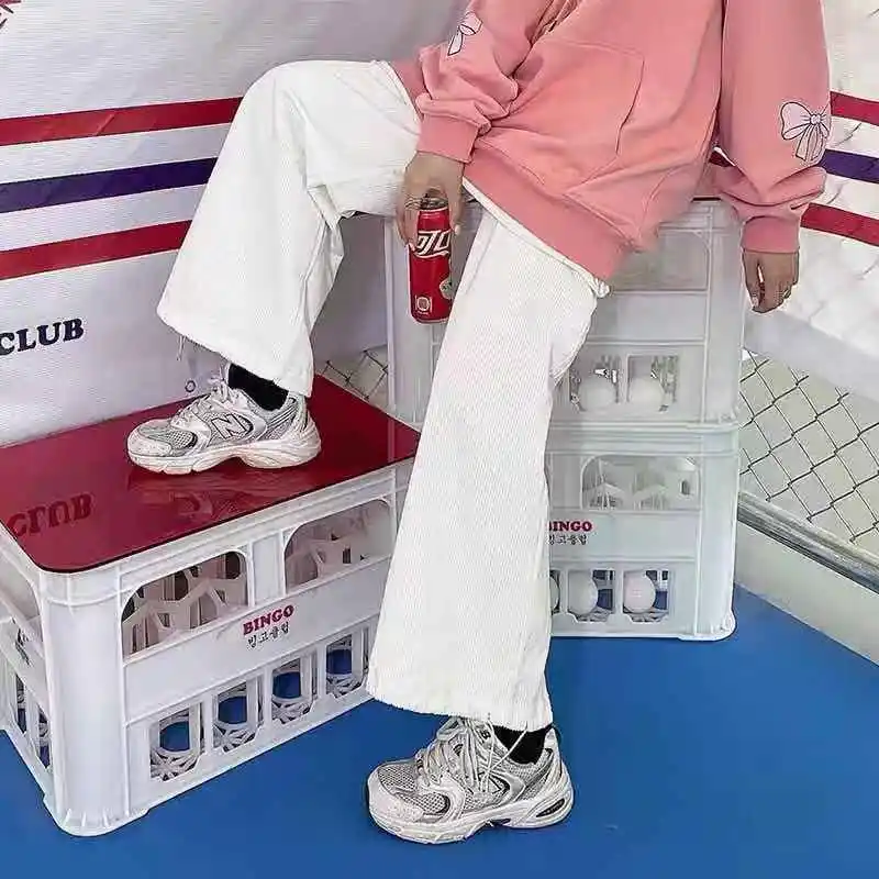 

Corduroy pants children 2021 new spring slim versatile wide leg pants loose BF wind straight tube casual Leggings